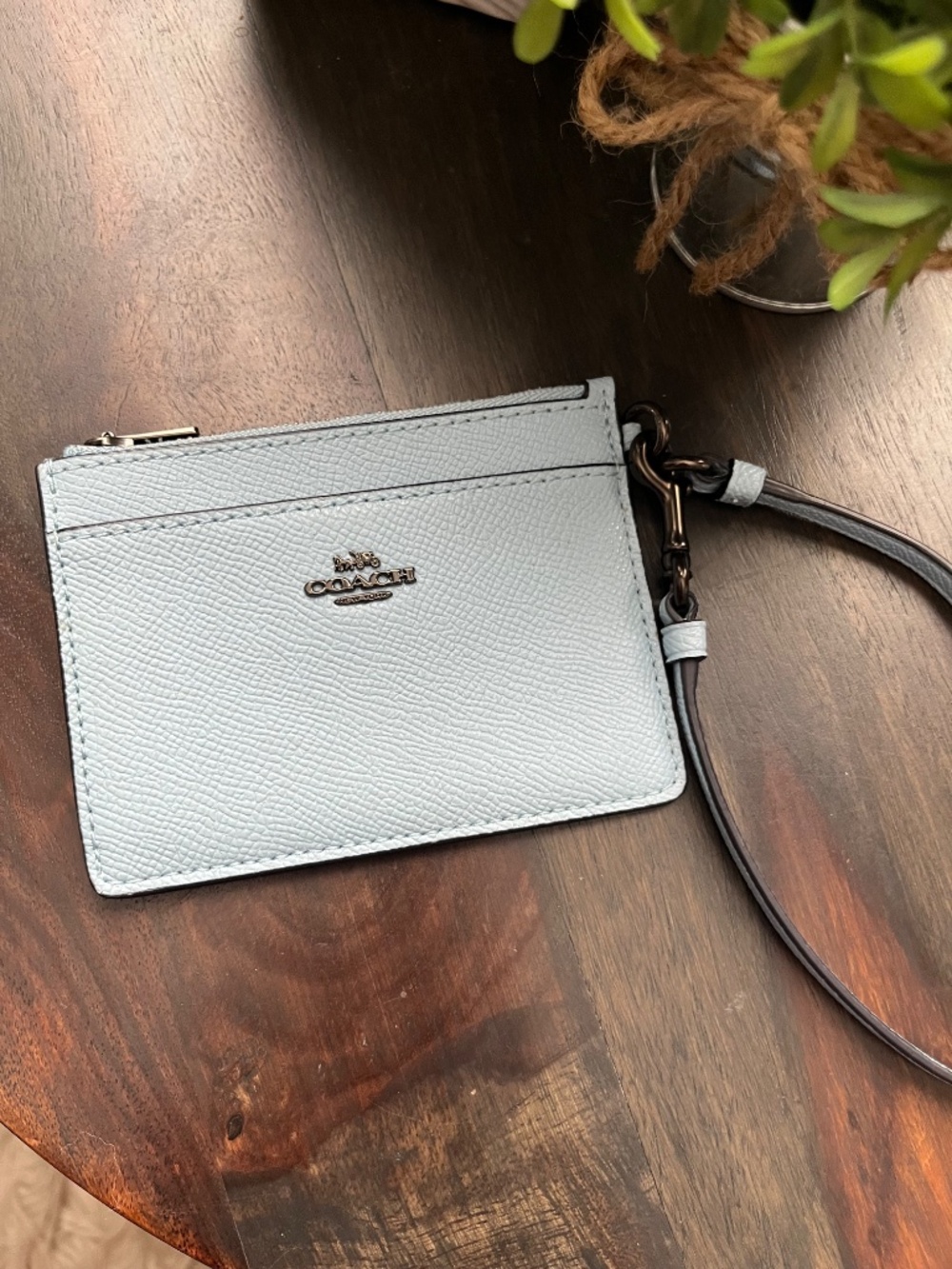 Coach Blue Mini ID Case Wristlet - Picture 9 of 10